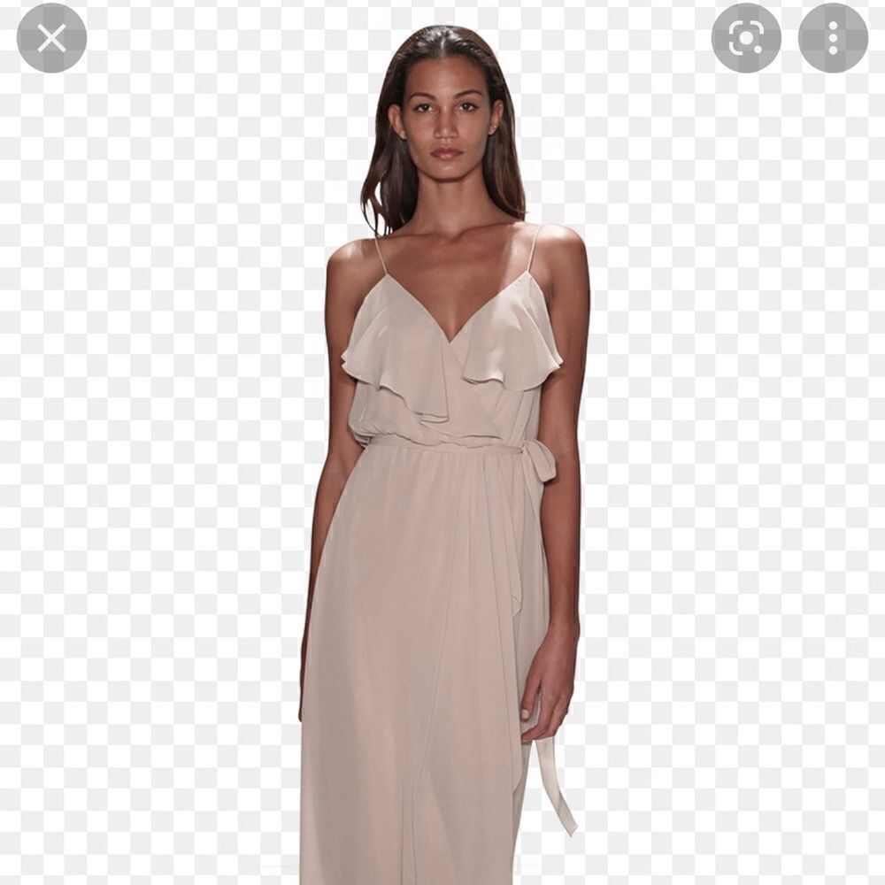 nouvelle AMSALE Blush-Taupe Ruffle Maxi Dress